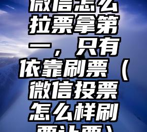 简单的来说下微信投票人工怎么刷票（微信纯人工投票）