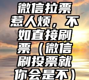简单的来说下微信投票人工怎么刷票（微信纯人工投票）