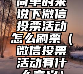 简单的来说下微信投票人工怎么刷票（微信纯人工投票）