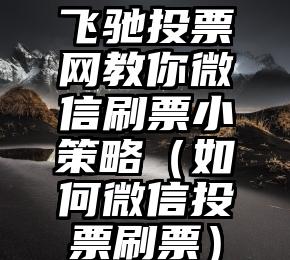 简单的来说下微信投票人工怎么刷票（微信纯人工投票）