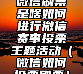 简单的来说下微信投票人工怎么刷票（微信纯人工投票）