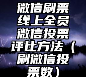 简单的来说下微信投票人工怎么刷票（微信纯人工投票）