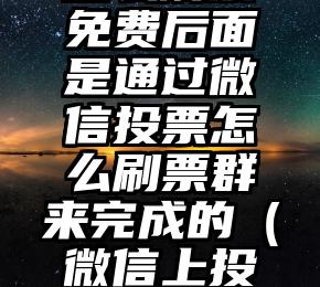 简单的来说下微信投票人工怎么刷票（微信纯人工投票）