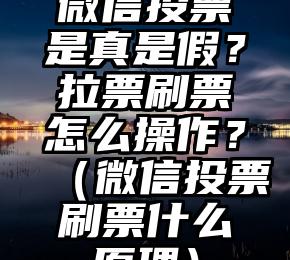 简单的来说下微信投票人工怎么刷票（微信纯人工投票）
