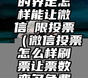 简单的来说下微信投票人工怎么刷票（微信纯人工投票）