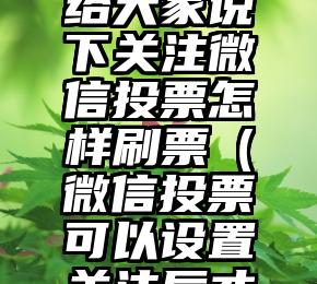 简单的来说下微信投票人工怎么刷票（微信纯人工投票）