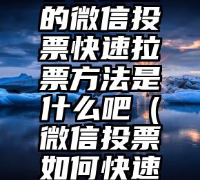简单的来说下微信投票人工怎么刷票（微信纯人工投票）